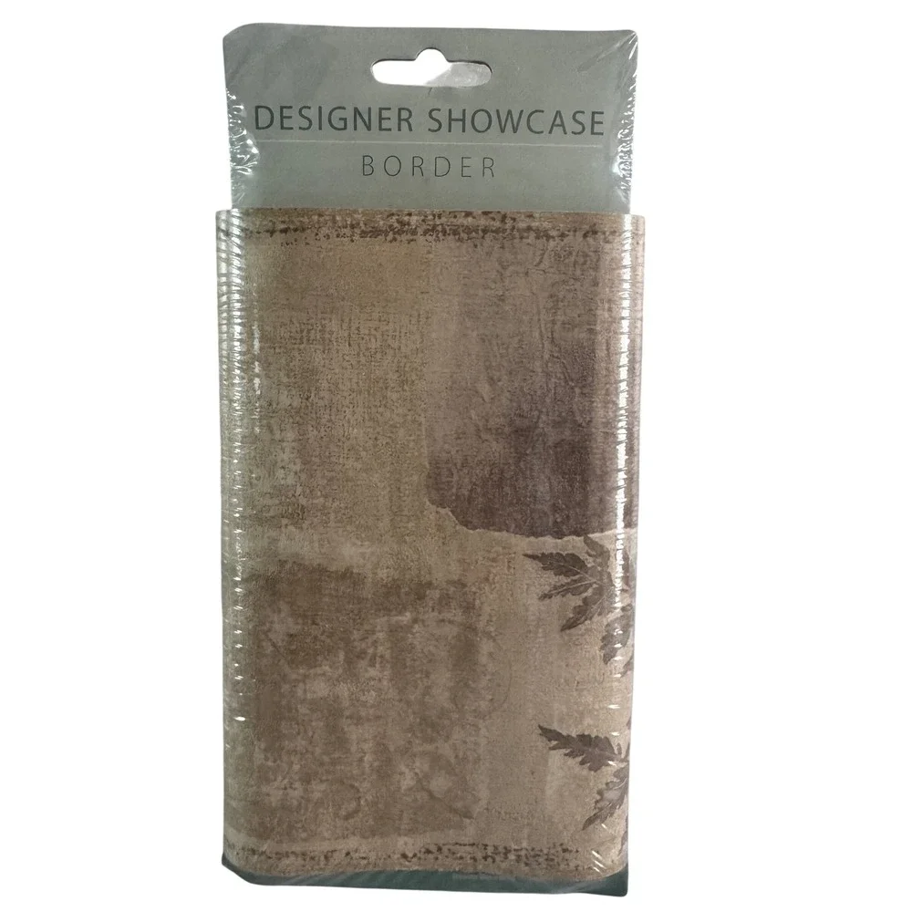 2 Rolls Brewster Designer Showcase Wallpaper Border Tan Brown Leaf 92895FP 10Yds